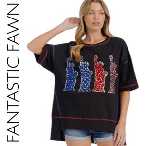 176: FANTASTIC FAWN NEW AMERICANA TOP BLACK (GG3)